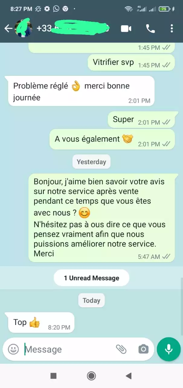Avis client French IPTV — témoignage WhatsApp
